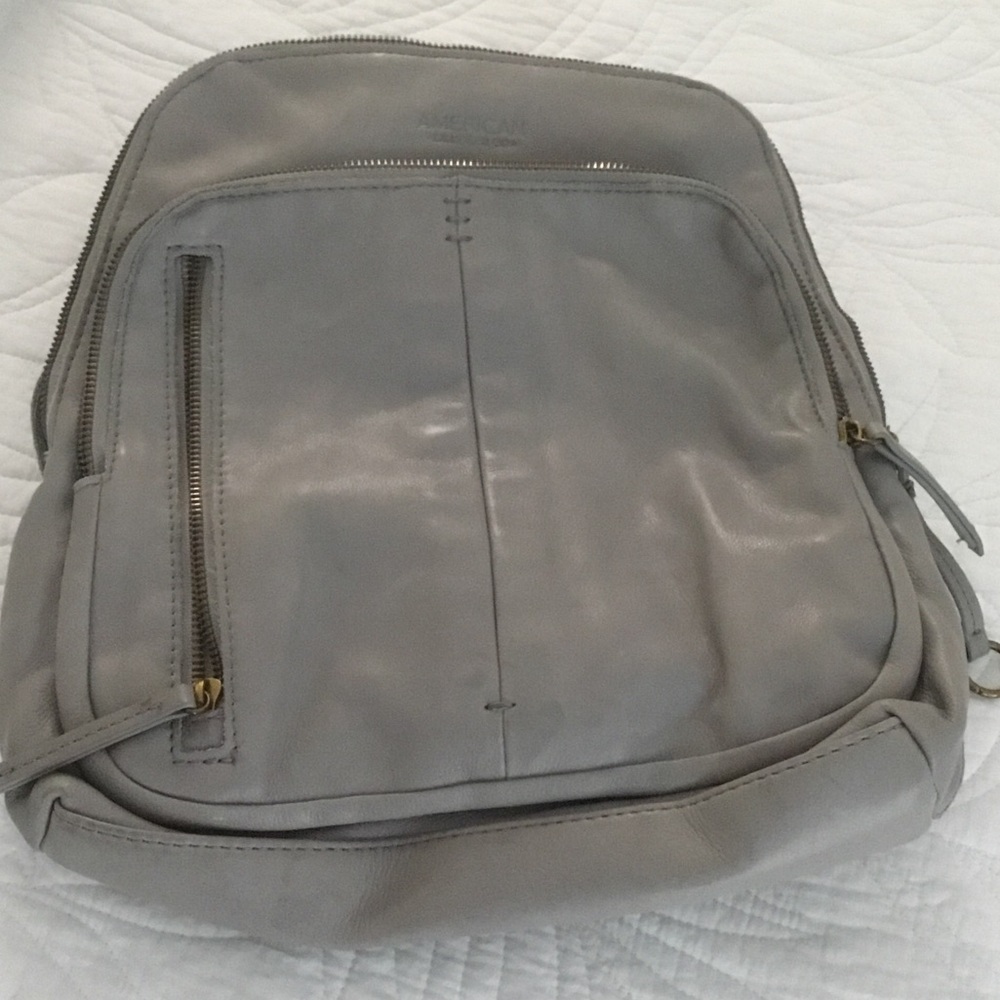 Minimal Grey Leather Backpack